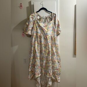 Joe Fresh x Jillian Harris Floral High-Low Dress with Puff Sleeves Size 1X